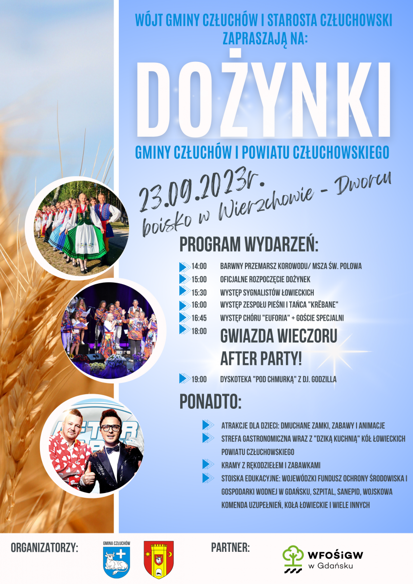 Zaproszenie na Dożynki Gminy Człuchów i Powiatu Człuchowskiego 2023